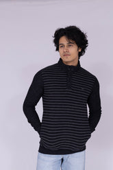 High neck striped sweatshirt